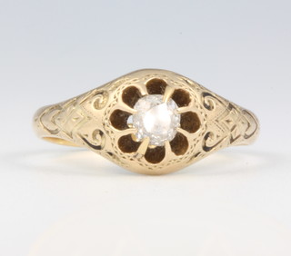 An 18ct yellow gold single stone diamond ring approx. 0.4ct, size T, gross weight 4.2grams