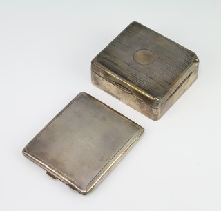 A silver engine turned cigarette case Birmingham 1934 and a silver cigarette box 136 grams 