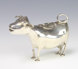 A Continental silver 19th Century style cow creamer with bee finial, 190 grams, 13cm 