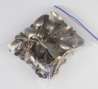 A quantity of mixed silver tea and coffee spoons 810 grams 