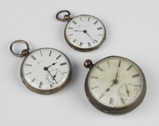 A silver keywind pocket watch with seconds at 6 o'clock, a ditto and 1 other  