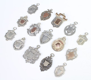 Fifteen silver fobs, 132 grams