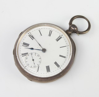 An early 20th Century Continental silver keywind pocket watch with seconds at 6 o'clock  