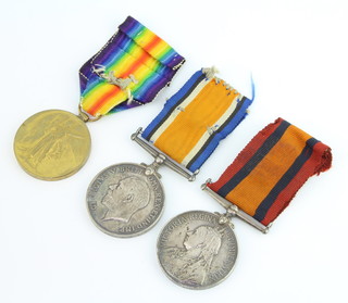 A group of 3 medals to Pte. W H Ward Middlesex Regt. and Royal Army Medical Corps, comprising Queens South Africa medal, British War medal and Victory medal, QSA named 6350 Pte. W H Ward 3rd Middlesex Regt. BWM named 76412 Pte. W H Ward Royal Army Medical Corps