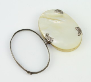 A Continental silver mounted mother of pearl magnifying glass