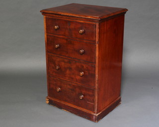 A Victorian mahogany pedestal wine cooler in the form of a chest with hinged lid, the base fitted 2 drummy above 2 long drawers with tore handles 92cm h x 61cm w x 46cm d 