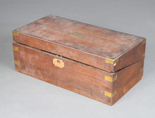 A Victorian mahogany and brass banded writing slope 20cm x 50cm x 26cm (split to top and hinges damaged) 