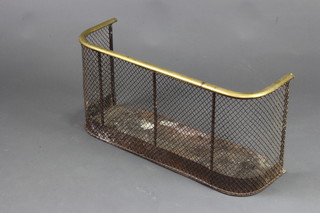A Victorian brass and mesh nursery spark guard 31cm x 65cm x 21cm 