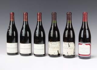 Three bottles of 2007 Regis Bouvier Gevrey Chambertin, two bottles of Parent Pommard 1er Cru believed to be from the early 1990's and 1 bottle of 2008 Domaine Guillemard-Clerc Clos de Vougeot Grand Cru red wine 
