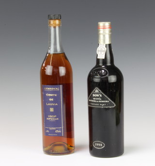 A bottle of 1998 Dow's vintage port together with a bottle of Comte de Lauvia Armagnac 