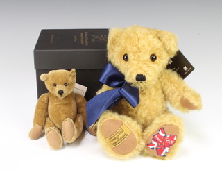 A Dormouse designs yellow teddy bear with articulated limbs 15cm together with a Merrythought 2012 Olympic Games bear 
