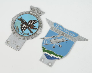 A Southern Aero Club enamelled radiator badge together with a Tiger Club enamelled radiator badge by Gaunt 
