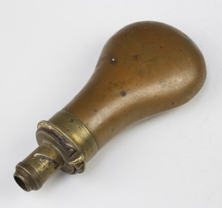 A 19th Century copper and brass powder/shot flask 15cm x 7cm 