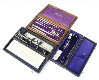 An Albert Popular Planimeters no.9432 boxed and with instructions, together with 1 other no.36216 boxed and a part set of geometry instruments in a rosewood case  