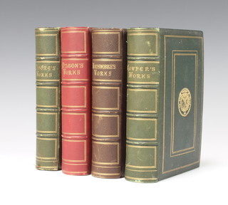 Five leather bound volumes "The Chandos Poets", "The Works of Thomas Moore", "The Works of John Milton", "The Works of Wordsworth" and "The Works of William Cowper" published by Frederick Warne and Co 
