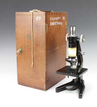 W Watson and Sons, a Kima 115750 single pillar students microscope (1 lens missing) complete with case and carrying case 
