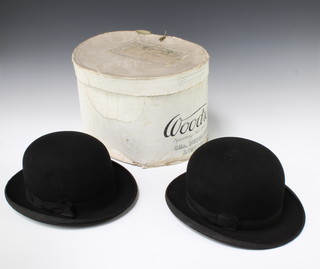 Dunn and Co. a gentleman's black bowler hat approx. size 7 1/4 together with a Lincoln Bennett bowler hat approx. size 7 and a hat box