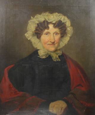 A 19th Century oil on canvas, unsigned, portrait of Mrs Job Townsend 71cm x 64cm 
