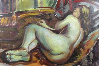 Walton, 1955, oil on canvas signed, study of a sleeping naked lady 51cm x 77cm 