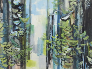 Charles Bone, mixed media signed, woodland landscape 40cm x 53cm 