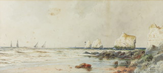 Thomas Sidney, watercolour signed, "The Needles Isle of Wight" 24cm x 54cm 