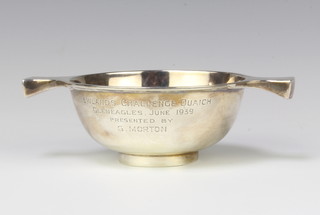 A silver quaich of plain form with presentation inscription Edinburgh 1937, 125 grams