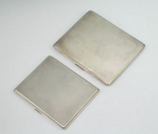 A silver Art Deco engine turned cigarette case, London 1930, a larger ditto, 341 grams