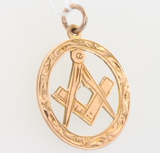 A 9ct yellow gold past masters fob 2.3 grams