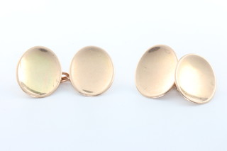 A pair of 9ct yellow gold oval cufflinks 5.6 grams 
