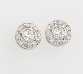 A pair of Art Deco style diamond cluster earrings approx. 0.75ct