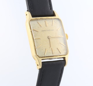 A gentleman's 18ct yellow gold square cased Girard-Perregaux wrist watch 37mm x 27cm 