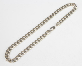 A silver flat link chain necklace, 98 grams
