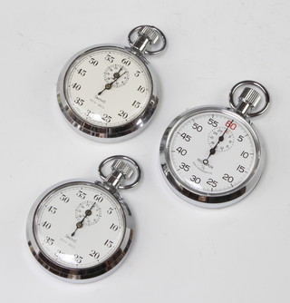 A chromium cased Rocar stopwatch and 2 Smiths ditto boxed 