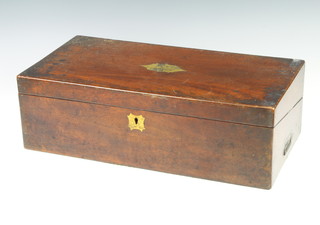 A Victorian mahogany writing slope with hinged and brass countersunk handles 16cm x 50cm x 26cm 