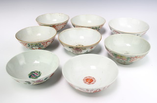 Eight 20th Century Chinese bowls decorated with flowers 17cm 