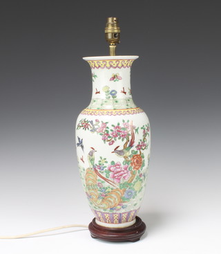 A table lamp in the form of a Cantonese vase 39cm x 13cm 