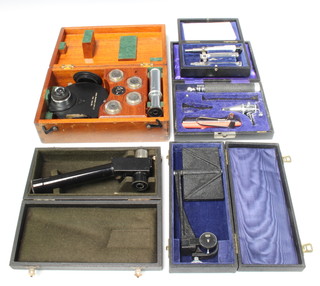 An "Agla" micrometer syringe outfit, boxed, a Cooke-Thoughton & Sons Ltd optical instrument boxed, an E Leitz Wetzlar optical instrument, cased and a part Auriscop cased 
