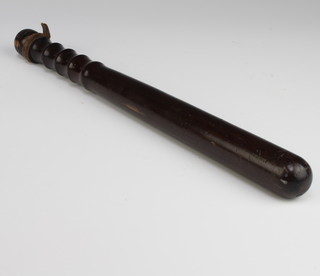 A War Office Issue turned wooden Police truncheon marked F3 55WD with crows foot mark 39cm 