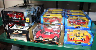 Eight Burago model cars, 6 Shell Classico model cars and a Maisto limited edition model car  