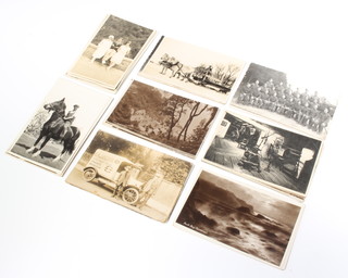 A quantity of black and white postcards including East Grinstead High Street, Crawley Fair, The Hatch, Colemans Hatch, N and A Jolliffe Kilnwood Farm Faygate delivery van, aircraft, Jersey and Cornwall 