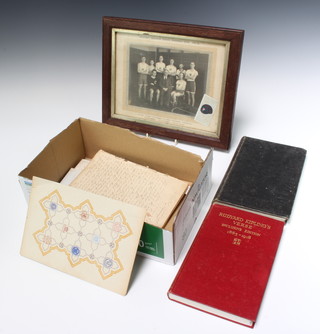 Three Georgian letters, 10 LNER luggage weight labels, a Players cigarette card album - Kings and Queens of England, ditto George VI Coronation 1937, a 19th Century hand written journal, 1 volume Hamilton Bailey "Demonstrations of Physical Signs of Clinical Surgery" and a black and white photograph of Selhurst Grammar School Harriers 1931-1932 etc  