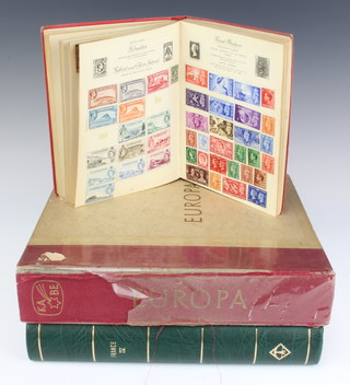 Albums of various French stamps 1945-1968, an album of Italian stamps 1957-1986,  a Nelson stamp album of used world stamps 
