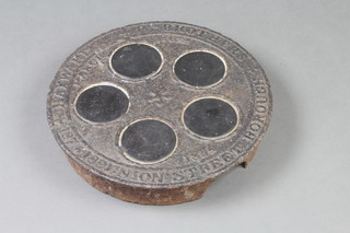 A Hayward Brothers Victorian coal hole cover, marked Hayward Brothers March 16th 1854 35cm diam. x 7cm h 