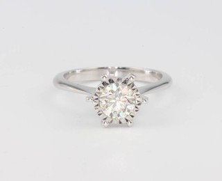 An 18ct white gold brilliant cut diamond ring approx. 0.8ct, colour J/K, clarity S1, size L 