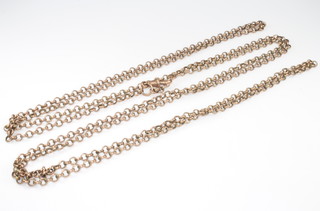 A 9ct yellow gold muff chain 22.5 grams 140cm