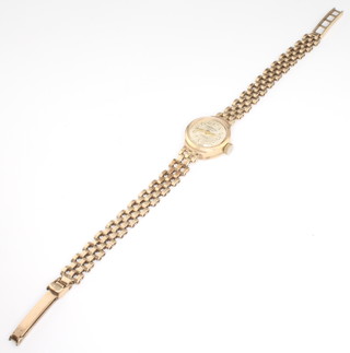 A lady's 9ct yellow gold Winegartens wristwatch on a ditto bracelet 9.5 grams 