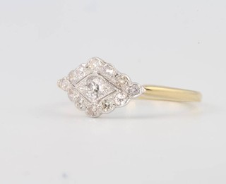 An 18ct yellow gold Edwardian style diamond ring size M 1/2 