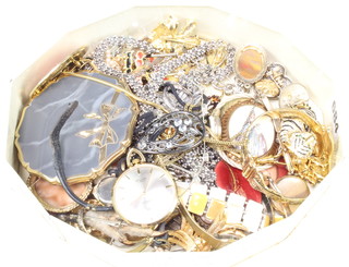 A gentleman's gilt cased Avia calendar dress pocket watch and minor costume jewellery 