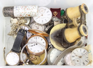 A gentleman's gold plated half hunter pocket watch and other minor pocket watches, wristwatches and costume jewellery
