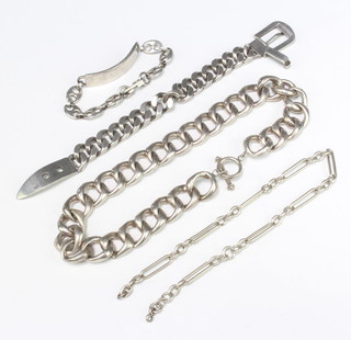 A silver bracelet and 3 other pieces of silver jewellery 282 grams